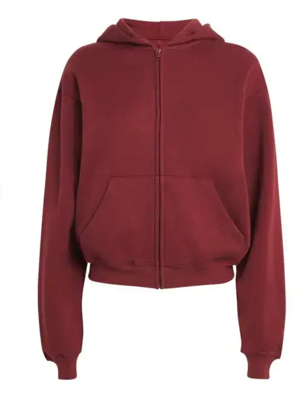 NWT SKIMS  cotton-blend fleece zip-up hoodie | Burgundy | Size L